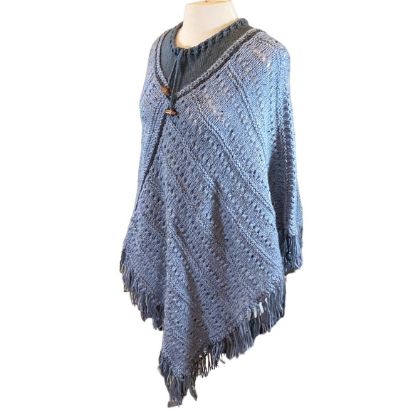 Handknit Mohair Blend Poncho - Picture 2 of 7